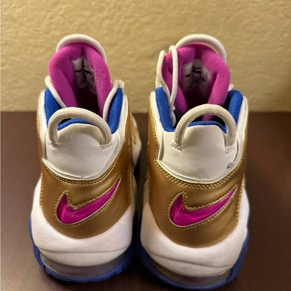 Nike Uptempo Sneakers with Gold and Blue Accents - Picture 3 of 9